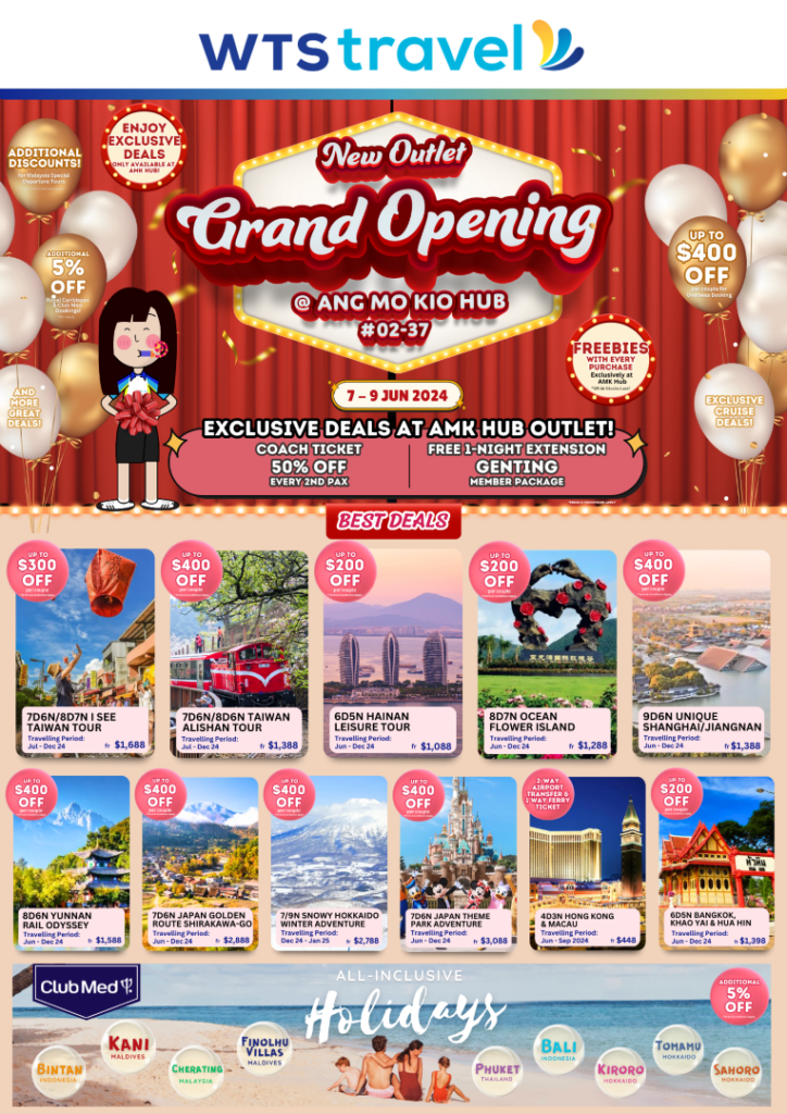 WTS Travel AMK Hub Store Grand Opening Flyer Front C